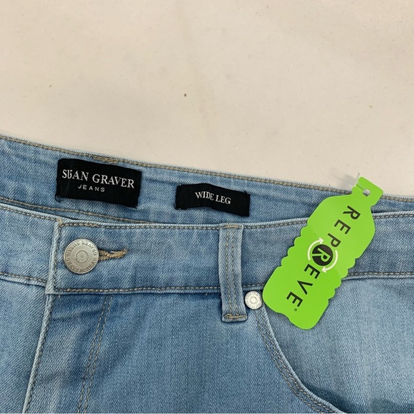 Susan Graver  Jeans Woman 18WP  Wide Leg Crop‎ Frayed Hem Pockets Stretch New - Picture 8 of 14